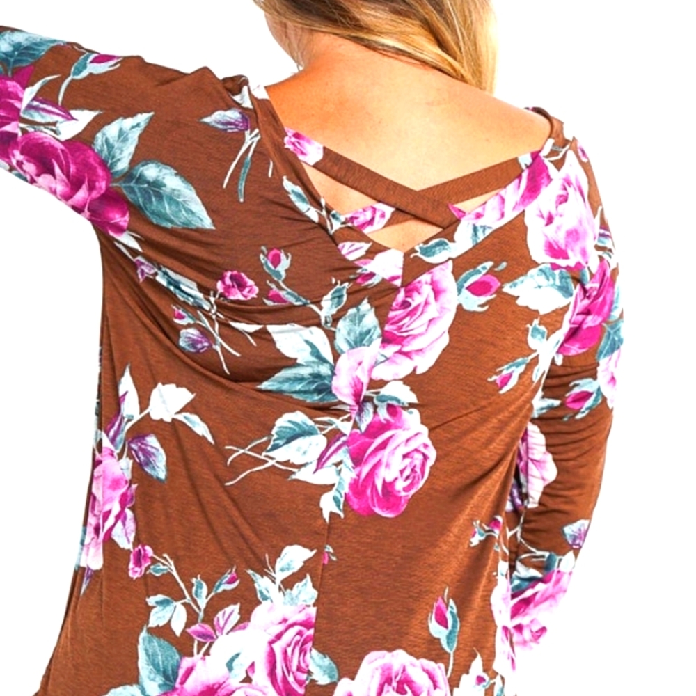 Sew In Love NWOT Rose Floral Print Long Sleeve Top S - Picture 2 of 10